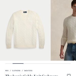 Ralph Lauren Men's Cable-Knit Crewneck Sweater - Cream